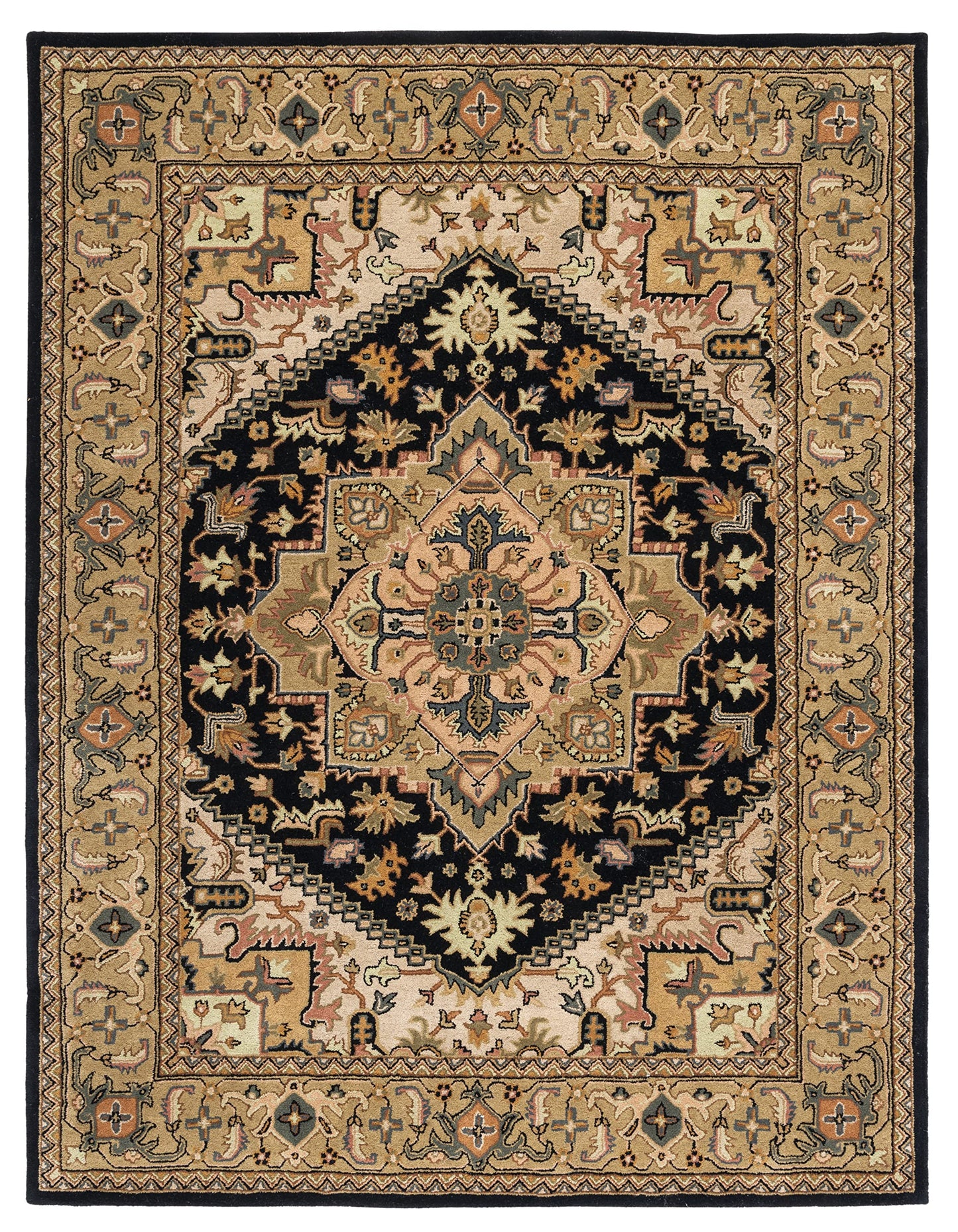 SAFAVIEH Area Rug 10x14 - Heritage Collection - Large - Black & Gold, Handmade Wool, Traditional Oriental Medallion Design, Ideal for Living Room, Bedroom, Dining Space (HG625Z)