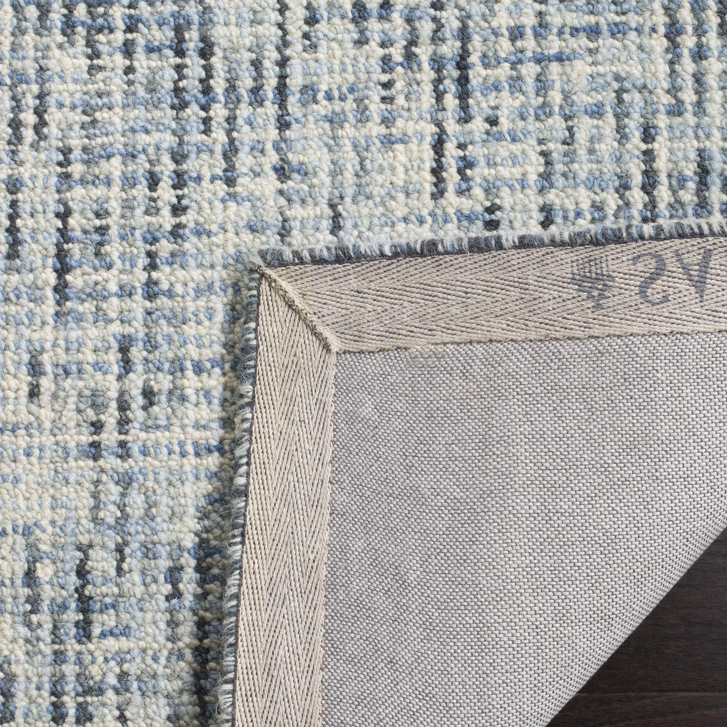 SAFAVIEH Abstract Collection Area Rug - 9' x 12', Blue & Charcoal, Handmade Wool, Ideal for High Traffic Areas in Living Room, Bedroom (ABT468B)