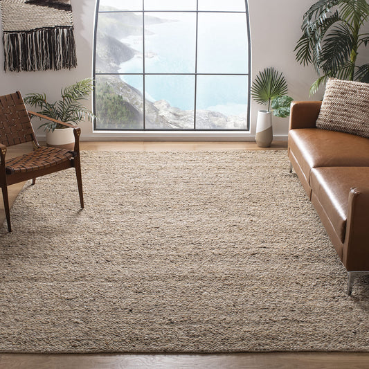 SAFAVIEH Area Rug 8x10 - Natura Collection - Large - Beige, Handmade Wool, Ideal for Living Room, Bedroom, Dining Space (NAT263B)