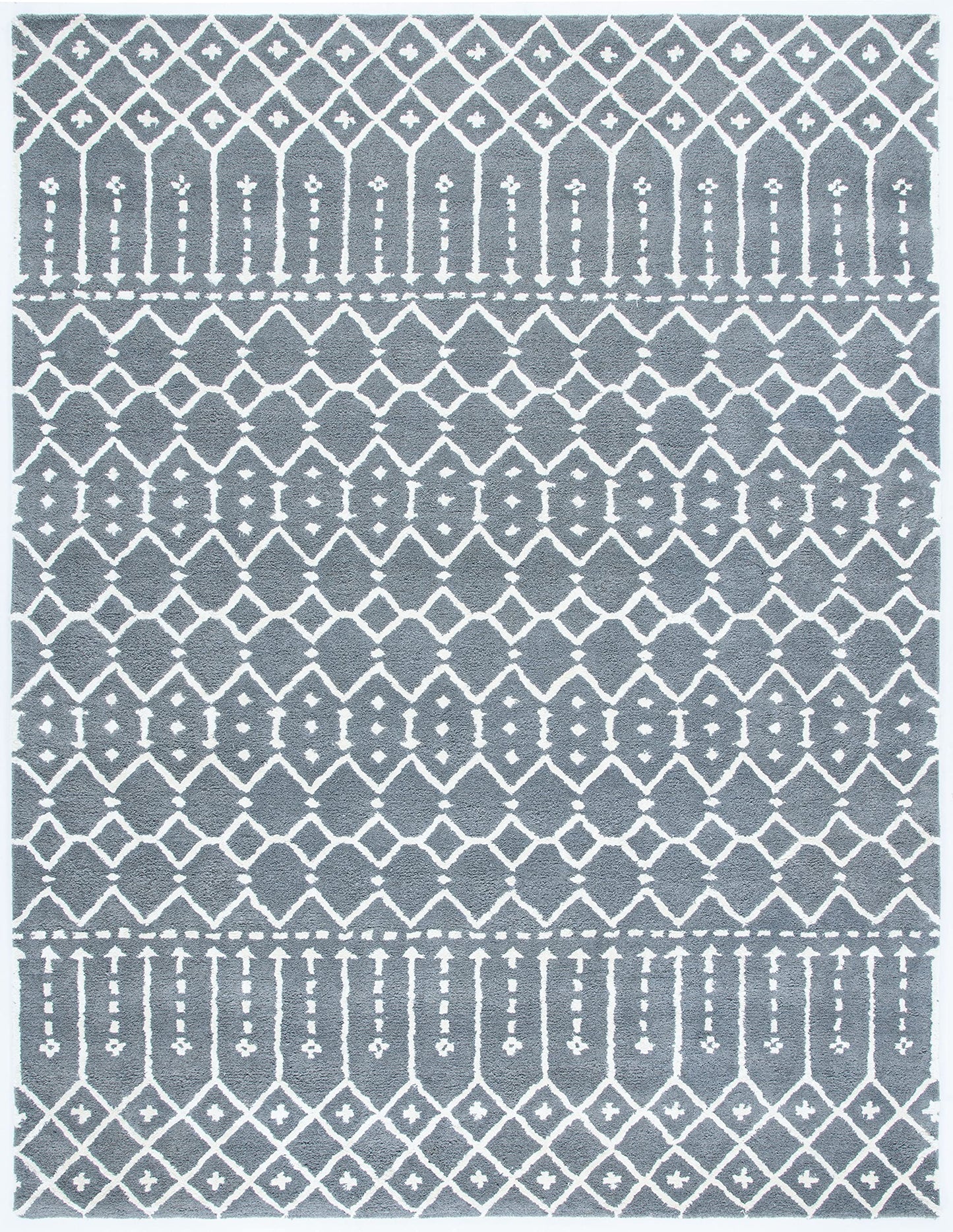 SAFAVIEH Area Rug 8x10 - Himalaya Collection - Large - Grey & Ivory, Handmade Wool, Ideal for Living Room, Bedroom, Office, Dining Space (HIM903D)