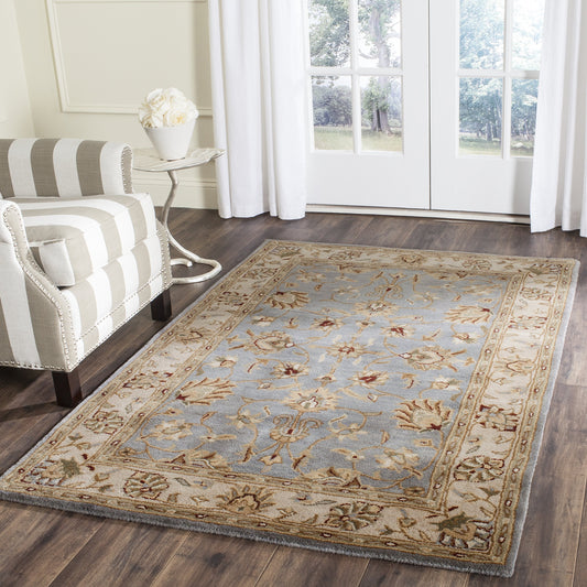 SAFAVIEH Royalty Collection Area Rug - 5' x 7', Blue & Beige, Handmade Traditional Oriental Wool, Ideal for High Traffic Areas in Living Room, Bedroom (ROY343B)