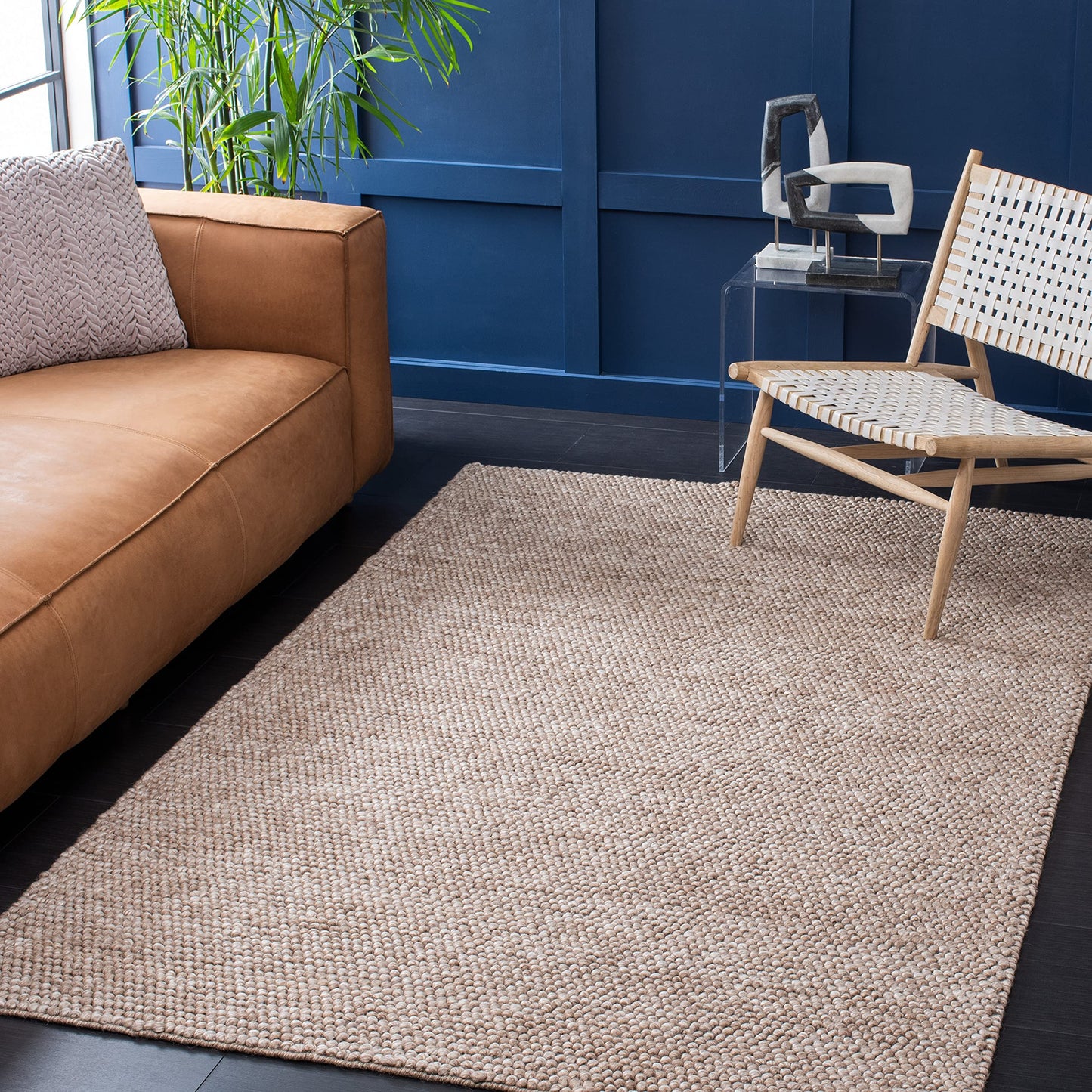 SAFAVIEH Area Rug 6x9 - Natura Collection - Brown, Handmade Wool Blend, Textured Design, Ideal for Living Room, Bedroom, Dining Space (NAT620T)