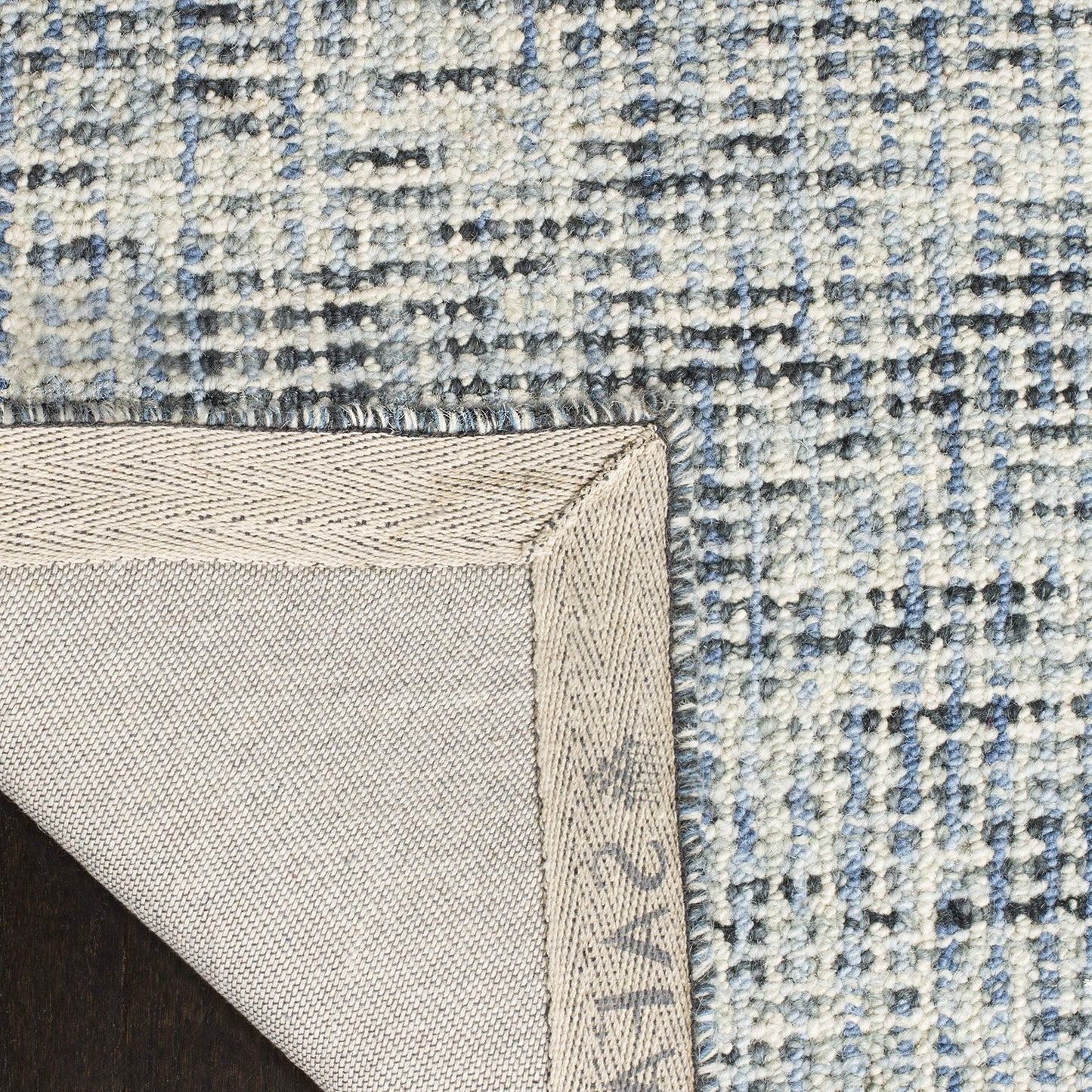 SAFAVIEH Abstract Collection Area Rug - 9' x 12', Blue & Charcoal, Handmade Wool, Ideal for High Traffic Areas in Living Room, Bedroom (ABT468B)