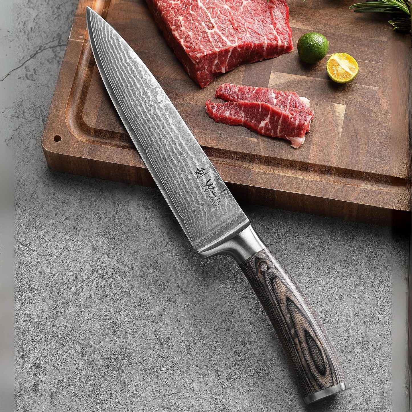 Wakoli EDIS 5-Piece Damascus Kitchen Knife Set – Professional Kitchen Knives with VG10 Core, 67-Layer Damascus Steel Blades and Ergonomic Pakkawood Handles – Premium Chef Knife Set in Gift Box