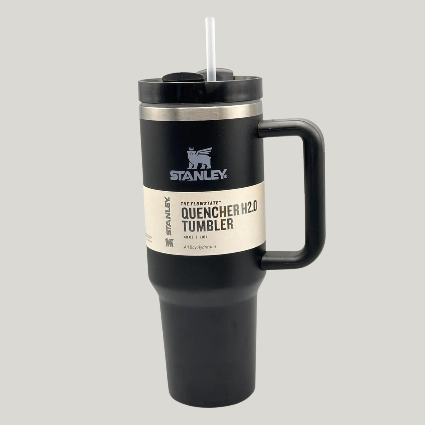 Black Stanley Quencher 40oz Stainless Steel Vacuum Insulated Tumbler with Handle & Straw