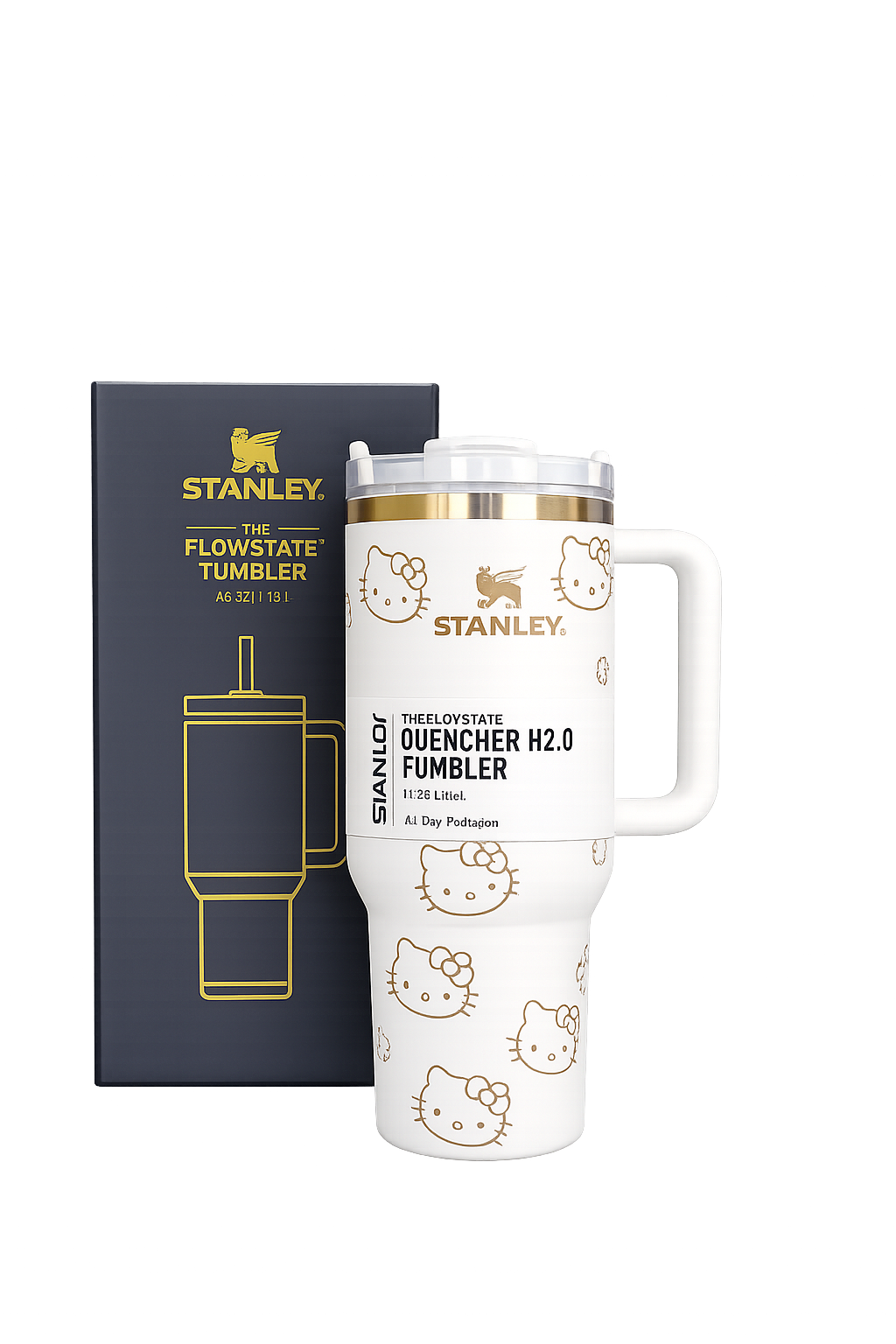 Stanley x Hello Kitty Quencher H2.0 FlowState Tumbler – Classic White Limited Edition Insulated Travel Mug with Handle & Straw