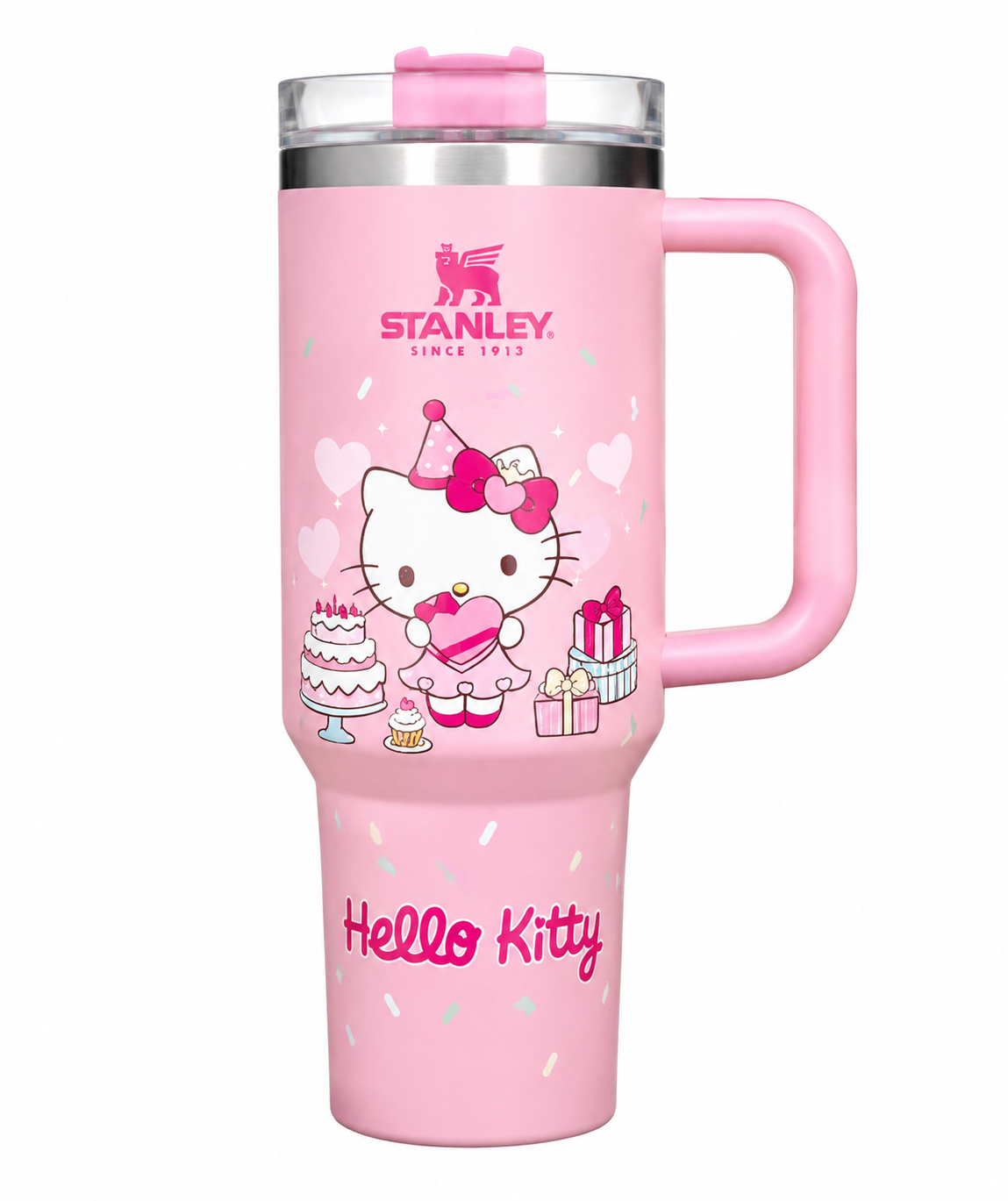 Damao Pink Stanley x Hello Kitty Celebration Edition Quencher H2.0 Tumbler – Limited Edition Insulated Travel Mug with Handle